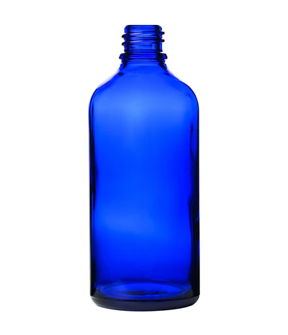 100 ml Cobalt Blue Amber Glass Euro Round Bottle with 18 mm Neck Finish