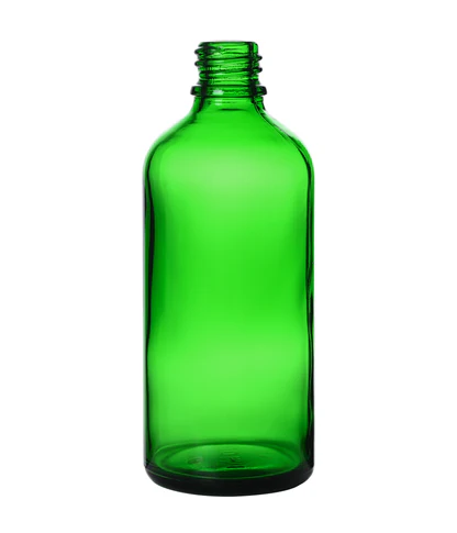 100 ml Green Glass Euro Round Bottle with 18 mm Neck Finish