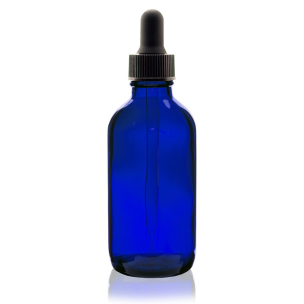 4 oz Cobalt Blue Glass Bottle 22-400 neck w/ 22-400 neck Glass Dropper
