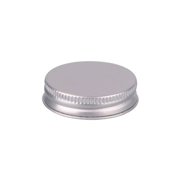 48-400  Neck (Pk 200) Silver aluminum 48-400 lid with PS foam liner