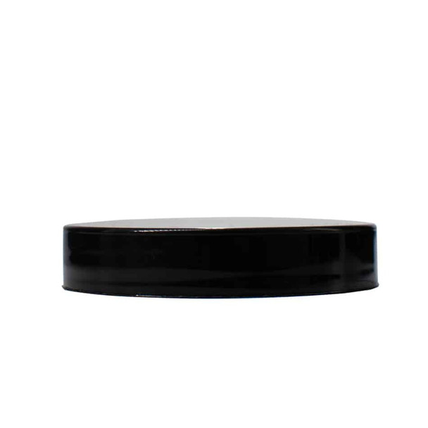 43-400  Neck Black PP smooth skirt lid with printed pressure sensitive (PS) liner- Case of 600