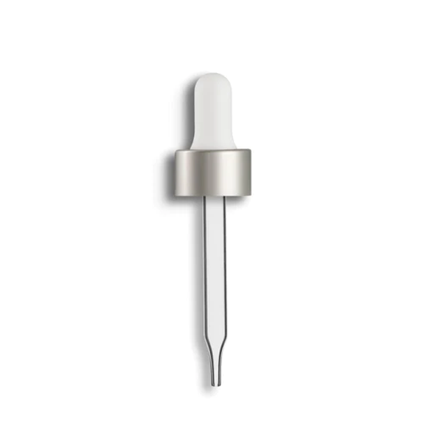 2 oz 20-400 Matt Silver and White Glass Dropper 91mm Pipette