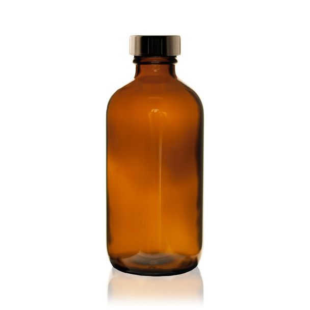 8 oz Glass Bottle Amber - w/Poly Seal Cone Cap