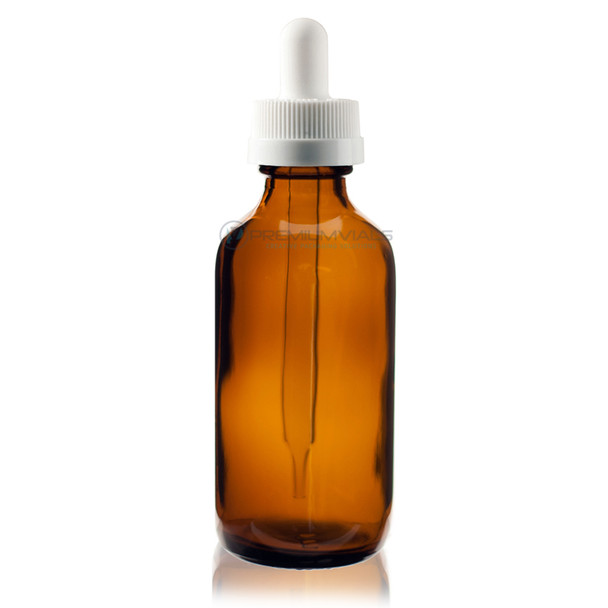 2 oz Amber Glass Bottle w/ White Child Resistant Dropper