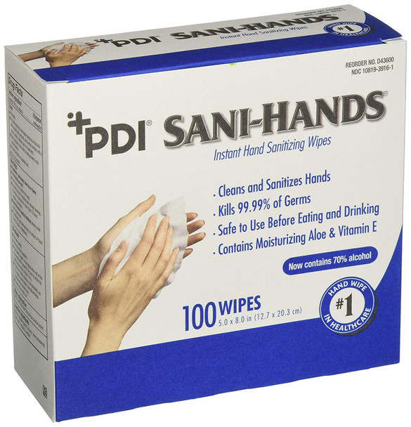 PDI Healthcare D43600 Sani-Hands Instant Hand Sanitizing Wipes, 5" x 8" Size (Pack of 1000)