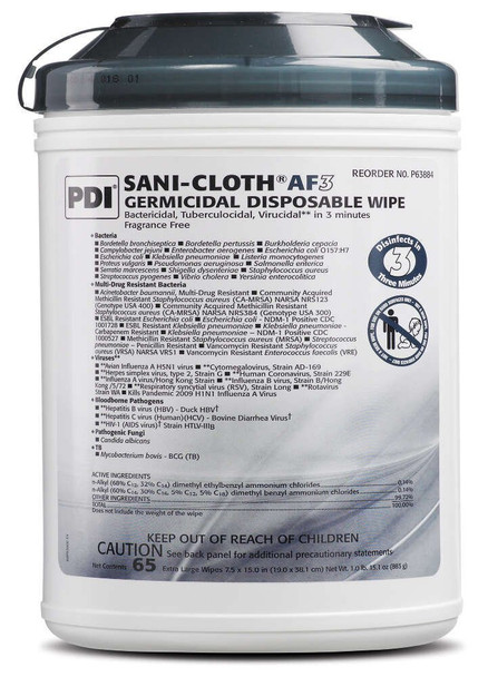 PDI Sani-Cloth AF3 Wipes X-Large, 7-1/2" x 15"
