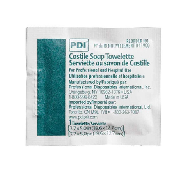 PDI Healthcare D41900 Castile Soap Towelette, 2% Coconut Oil (Pack of 100)