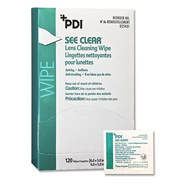 PDI D25431 See Clear Eye Glass Cleaning Wipes (Pack of 120)