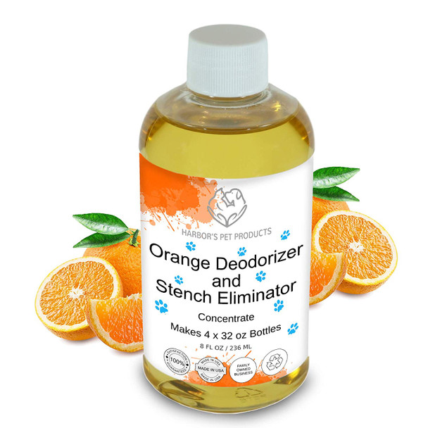 Harbor's Orange Deodorizer and Pet Stench Eliminator. Instantly Cleans Rugs, Furniture, Mattresses with Pleasant Natural Aroma. Removes Dog & Cat Urine. Bottle of Concentrate Makes 1 Gal of Spray