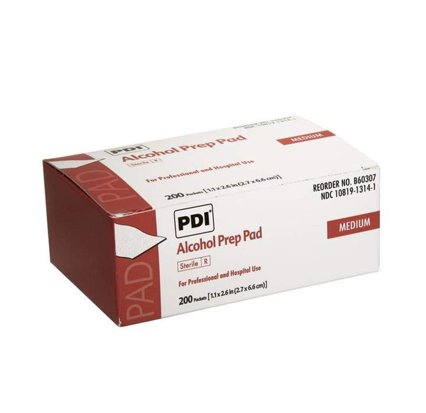 PDI Medium Alcohol Prep Pads - Individually Wrapped box of 200