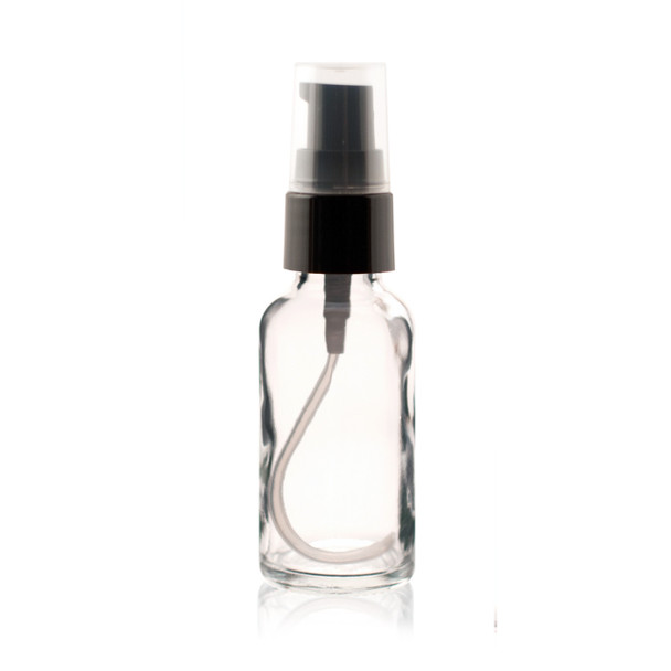 2 oz CLEAR Glass Bottle - w/ Black Smooth Treatment Pump