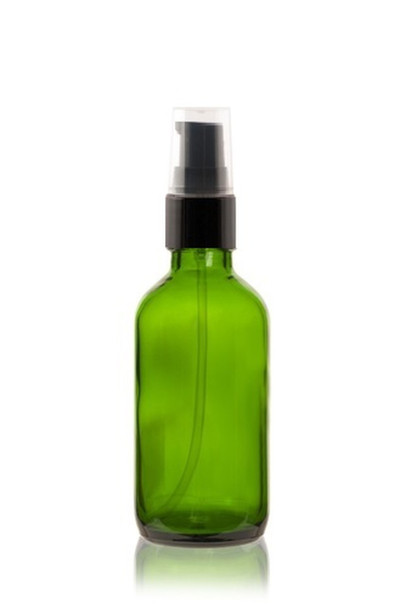 1 oz Green Glass Bottle w/ Black Treatment Pump