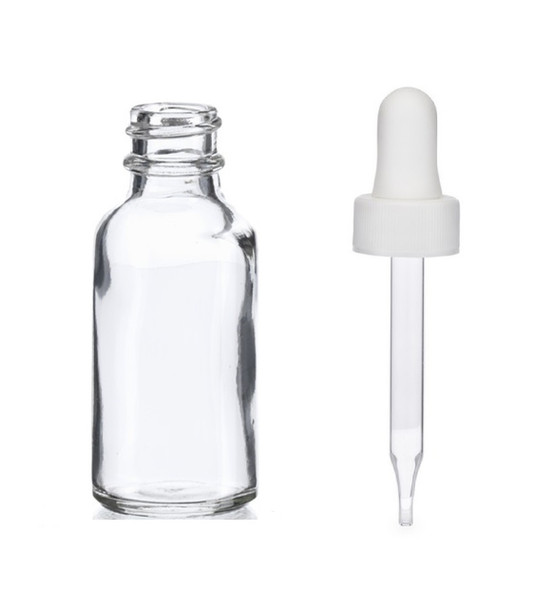 1 oz CLEAR Glass Bottle w/ White Regular Glass Dropper