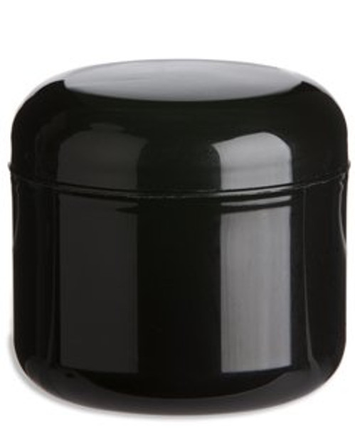 (pk of 36) 4 oz Black PP/PS double wall round base jar 70-400 neck finish w/ Black PP 70-400 unlined dome lid