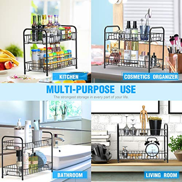 Spice Rack Organizer for Countertop, 2-Tier Metal Spice Organizer Standing Rack Shelf Storage Holder Spice Rack Organizer for Countertop, 2-Tier Metal Spice Organizer Standing Rack Shelf Storage Holder