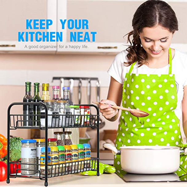 Spice Rack Organizer for Countertop, 2-Tier Metal Spice Organizer Standing Rack Shelf Storage Holder Spice Rack Organizer for Countertop, 2-Tier Metal Spice Organizer Standing Rack Shelf Storage Holder
