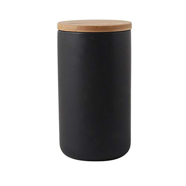 YYW Ceramic Food Storage Jar Canister with Airtight Wooden Lid, Modern Design Food Canisters Loose Tea Coffee Sugar