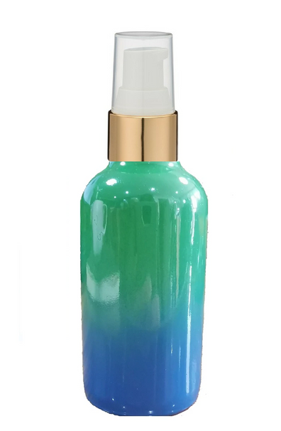 1 oz Sage Green and Blue Multi-fade Bottle w/ White-Matte Gold Treatment Pump