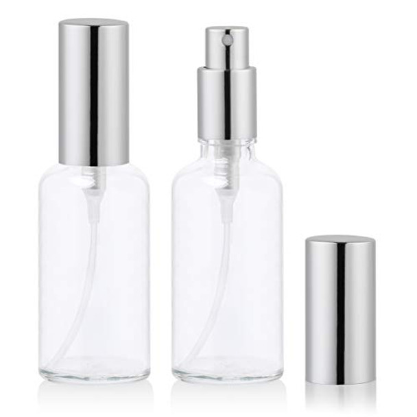 2 oz Glass Spray Bottle, Perfume Atomizer, Fine Mist Spray, Refillable, Empty, Clear (2 Pack)
