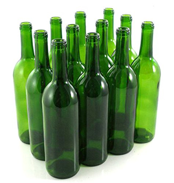 Green Wine Bottles, 750 ml Capacity (Pack of 12)