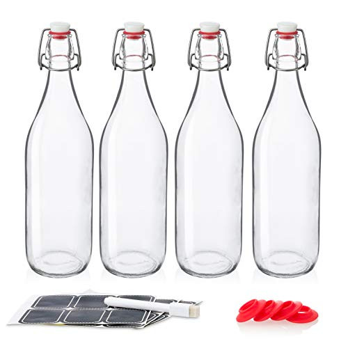 Swing Top Glass Bottles 32oz / 1 Litre - CERAMIC TOPS - Giara