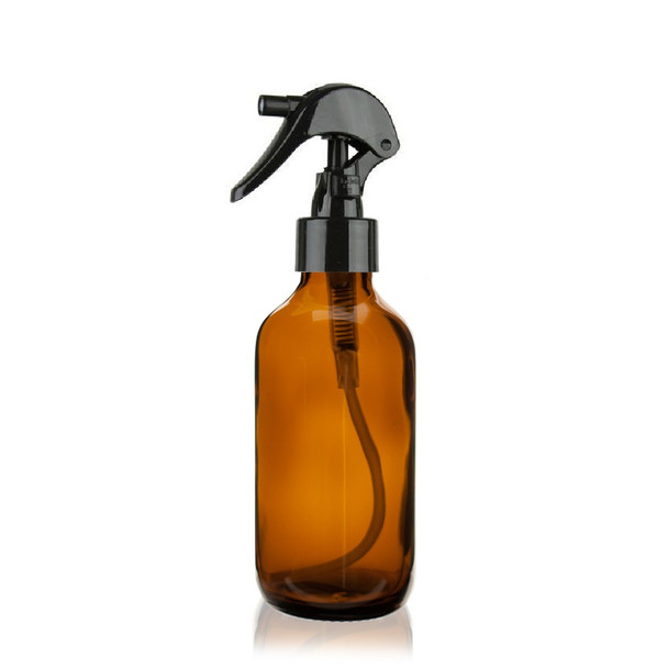 2 oz AMBER Glass Bottle - w/ Black Mini Trigger Spray