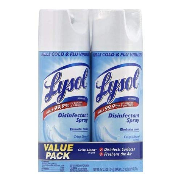 Lysol Disinfectant Spray, Crisp Linen, 25oz (2X12.5oz) (2-Pack (12.5oz))