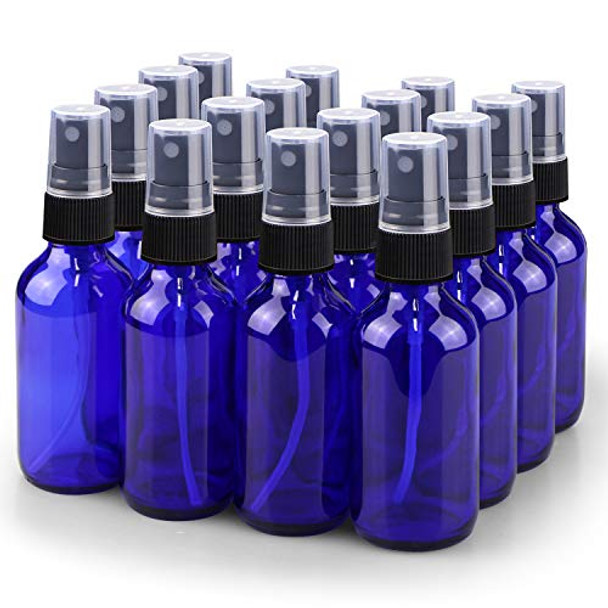 Spray Bottle, Wedama 2oz Fine Mist Glass Spray Bottle, Little Refillable Liquid Containers for Watering Flowers Cleaning(16 Pack, Blue)