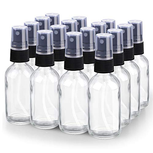 Spray Bottle, Wedama 2oz Fine Mist Glass Spray Bottle, Little Refillable Liquid Containers for Watering Flowers Cleaning(16 Pack, Clear)
