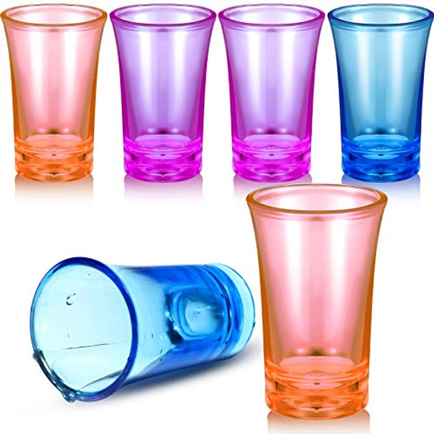 6 Pieces Party Shot Glasses Colorful Shot Acrylic Cups Heavy Base Shot Glass Set for Whiskey, Liqueurs, Cocktail, 1.2 Ounce