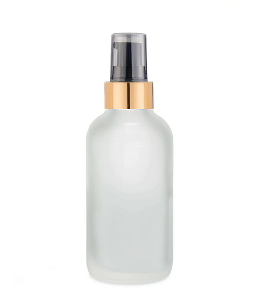 2 Oz Frosted Glass Bottle w/ Black-Matte Gold Treatment Pump