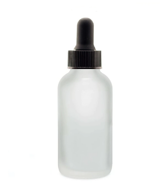 1 oz FROSTED Glass Bottle w/ Black Regular Dropper