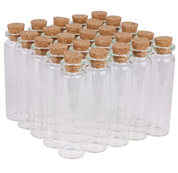 Small Bottles with Corks, 20 Milliliter 24 Packs Tiny Vials Mini Cork Jars for DIY Art Crafts Projects Party Decoration Wedding Favors
