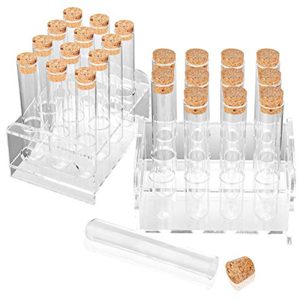 24Pcs 25150mm(50ml) Glass Test Tubes with Cork Stoppers|2 Rack of Acrylic Material