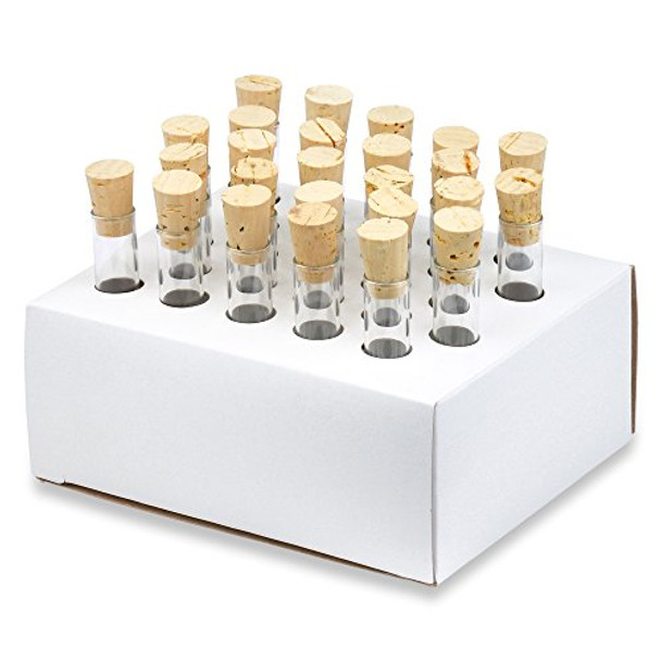 10x75mm Test Tubes with Cork Stoppers and Cardboard Rack, Borosilicate Glass, 3ml, Karter Scientific 220B6 (Pack of 25)