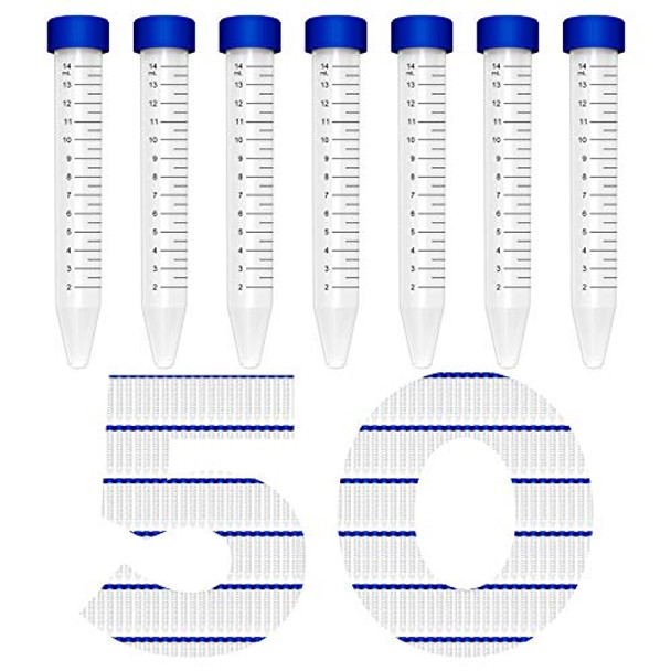 15ml Centrifuge Tubes, Membrane Solutions Conical Tubes with Screw Caps, Sterile Polypropylene Centrifuge Tubes, Non- Pyrogenic, DN/RNase Free, Pack of 50