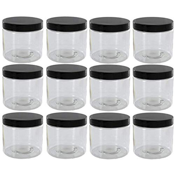 4oz Clear Plastic Jars with Blank Labels (BPA Free PET Plastic) (12 Count)
