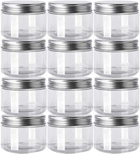 12 Pack Clear Plastic Jars Containers with Screw On Lids,Refillable Wide-Mouth Plastic Slime Storage Containers for Beauty Products,Kitchen & Household Storage - BPA Free (2.8 Ounce)