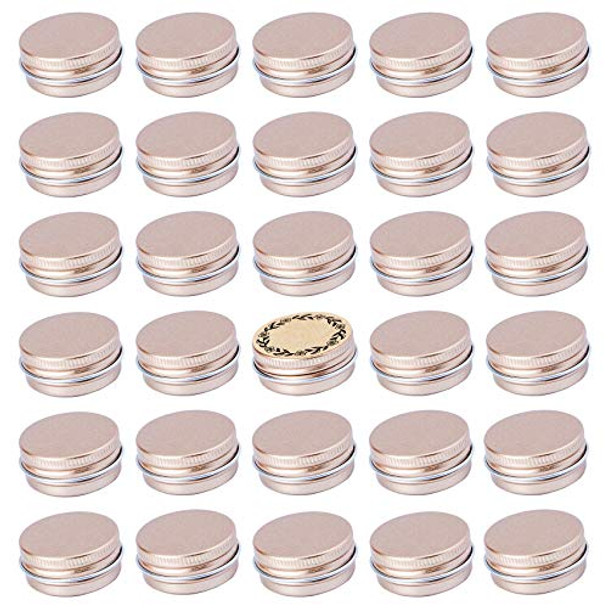 Screw Top Rose Champagne Aluminum Tin Jar with Screw Lid and Blank Labels - 31pcs, 0.5oz