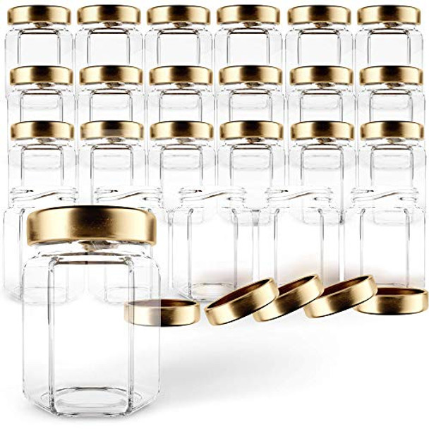 Hexagon Glass Jars 3oz Premium Food-grade. Mini Jars With Lids For Gifts, Wedding Favors, Honey, Jams And More. (24, 3oz)