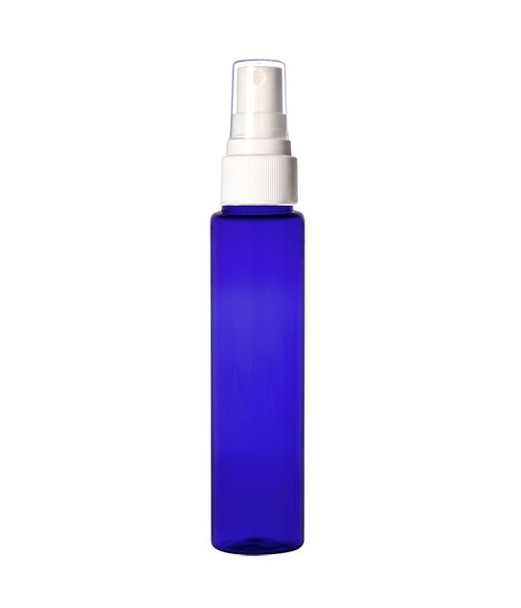 1 Oz (30ml) Cobalt Blue PET Cylinder Bottles with White Fine Mist Sprayer