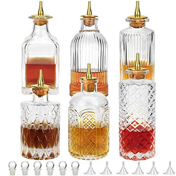 Bitters Bottle Set of 6 - Glass Bitter Bottle, with Zinc Alloy Dash Top, Great Bottle for Your Bitters - DSBT6 (6)