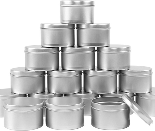 24 Pack Candle Tins 8oz Round Mental Tins for Candle Making, Arts Crafts, Storage