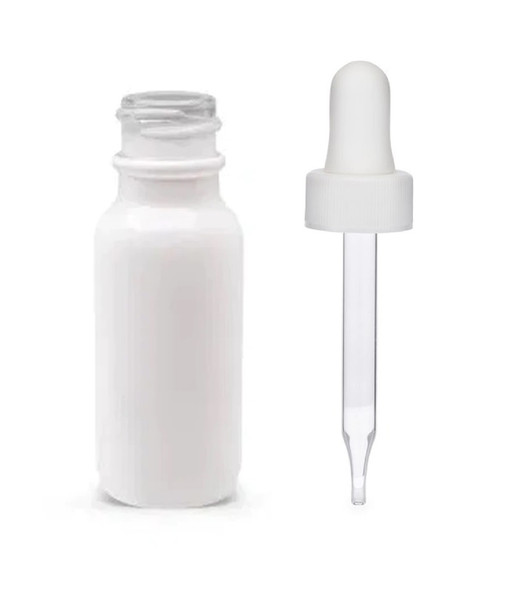 1/2 oz Matt White Glass Bottle w/ White Regular Dropper