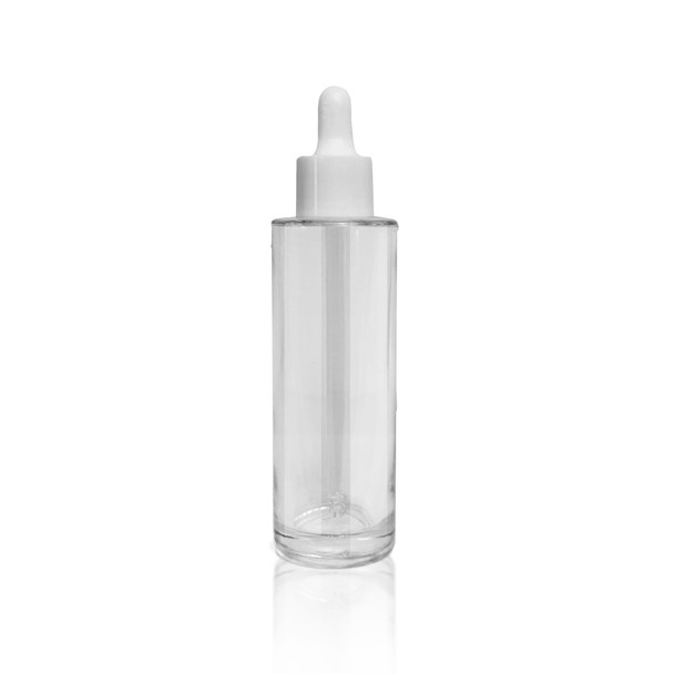 2 Oz Clear Cylinder Glass Bottle with White Regular Droppers and Inserts