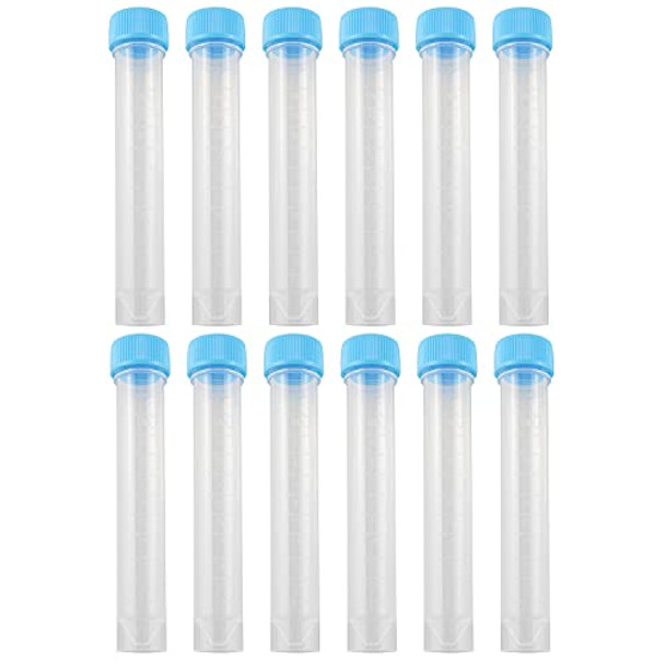 JCBIZ Cryogenic Vial 12PCS 10ml Lab Plastic Frozen Test Tubes Self Standing Vial with Seal Screw Caps Clear Cryovial