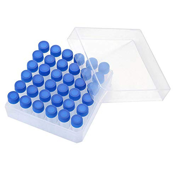 36PCS Cryo Tubes 5ml, Plastic Small vials with Screw caps Sample Tubes,PP Material ，with Silica Gel Gasket，Free from DNase, RNase, Human DNA