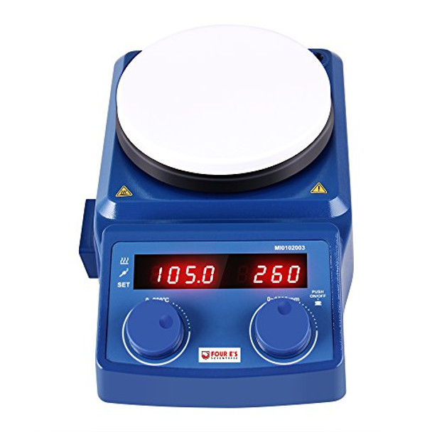 Four E's 5 Inch LED Digital Hotplate Magnetic Stirrer with Temp Probe Sensor and Stir Bar, 50-1500RPM -3YR Warranty