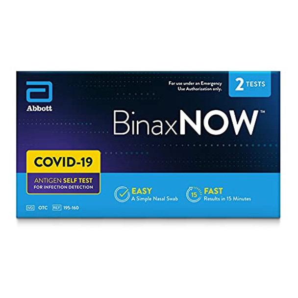 BinaxNOW COVID-19 Antigen Self Test, COVID Test With 15-Minute Results Without Sending to a Lab, Easy to Use at Home, FDA Emergency Use Authorization