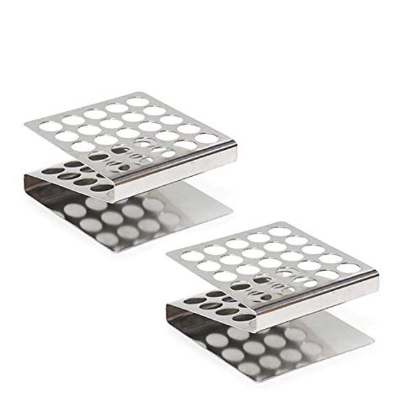 ULAB Stainless Steel Test Tube Racks, Suitable for Tubes of Dia. ≤16mm, Z Shape, 25 Holes, 55, Pack of 2, UTR1007